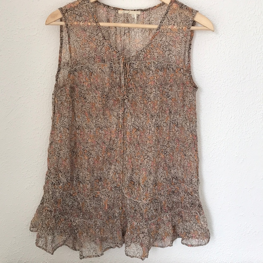 Anthropologie pretty sheer ruffle blouse